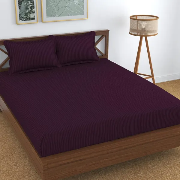 Fitted_Bedsheet_Elastic_Fitted_Bedsheets_with_Cotton_Feel_Stripe_Glace_Cotton_Queen_Size_Elastic_Fitted_1_Double_Bedsheet_with_2_Pillow_Covers_Size_72_x_60_inch