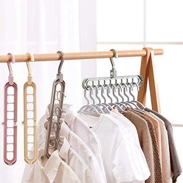 Premium_Magic_Cloth_Hanger_For_Wardrobe_With_9-Holes_|_Wardrobe_Organizer/Closet_Space_Saver_|_Smart_Hanger_-Pack_Of_5_(Multi-Color)