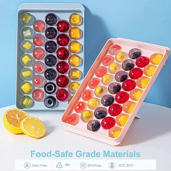 Plastic_Bpa_Free_Reusable_Ice_Cube_Balls_Mold,_Round_Ice_Cube_Tray_With_Lid,_33_Cavity_Mini_Ice_Cube_Trays_For_Freezer,_Chilled_Drinks,_Whiskey_&_Cocktails_(Pack_Of_2)