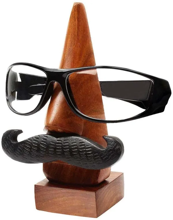 Wooden_Brown_Nose_Black_Moutche_Shaped_Sunglasses_Goggle_Stand