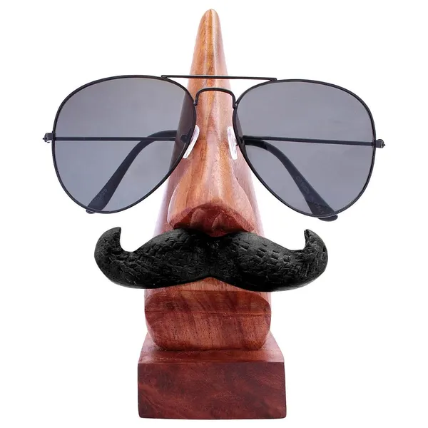 Wooden_Brown_Nose_Black_Moutche_Shaped_Sunglasses_Goggle_Stand