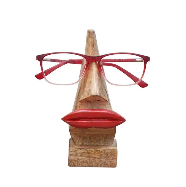 Wooden_Brown_Nose_Shaped_Red_Lips_Sunglasses_Eyeglass_Holder_Stand