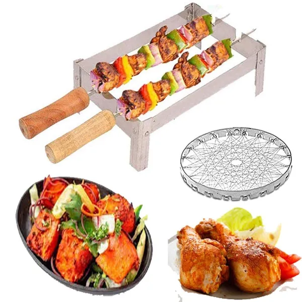 Foldable_Barbeque_Grill_Stand_For_Gas_Stove,_Mini_Tandoor_Stand_With_2_Skewers_&_1_Jali_|_Small_Knife_With_Cover_For_Kitchen_Use