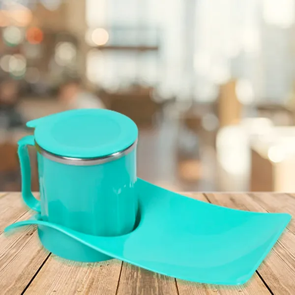 Snacks_Tray_And_Tea_Cup_With_Lid_Inside_Stainless_Steel_For_Kids,_Adults_&_Home_Use_|_Snacks_Serving_Plate_With_Coffee_Mug_|_Ideal_For_Gift_(350_Ml_Multicolor)