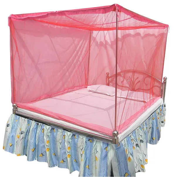 Creation_Polyester_King_Size_Bed_Orange_HDPE3.5X6.5_Feet_Mosquito_Net