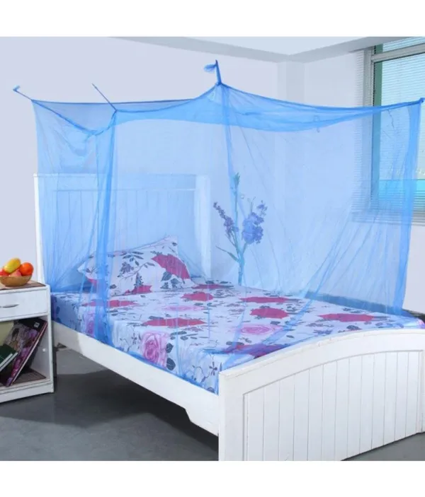 Creation_Nylon_HDPE_King_Size_Bed_Mosquito_Net_4X6.5_Feet_Blue_Color