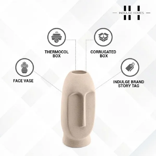 Beige_Ceramic_Face_Vase_For_Home_Decor,_Living_Room_Textured/Decorative_Vase