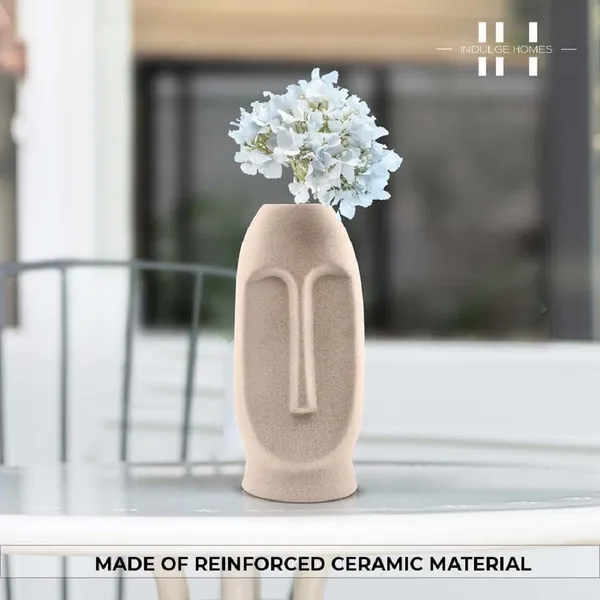 Beige_Ceramic_Face_Vase_For_Home_Decor,_Living_Room_Textured/Decorative_Vase