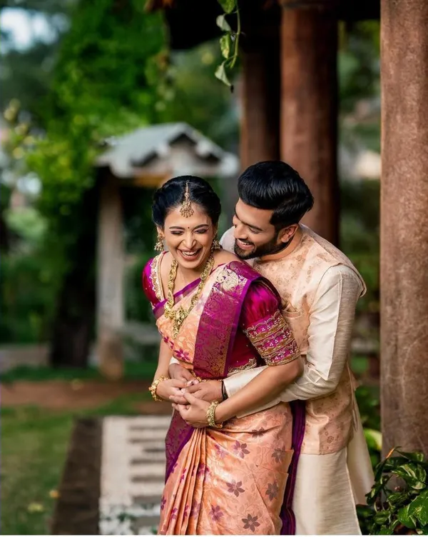 Attractive_Peach_Soft_Banarasi_Silk_Saree_With_Lovely_Blouse_Piece
