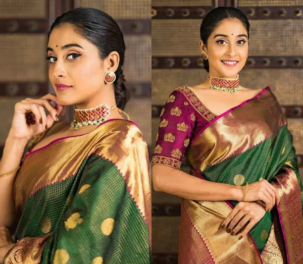 Dazzling_Green_Soft_Banarasi_Silk_Saree_With_Girlish_Blouse_Piece