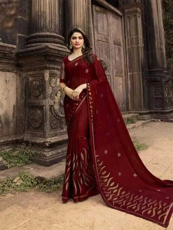 Maroon_Jacquard_Embellished_Banarasi_Saree_For_Women
