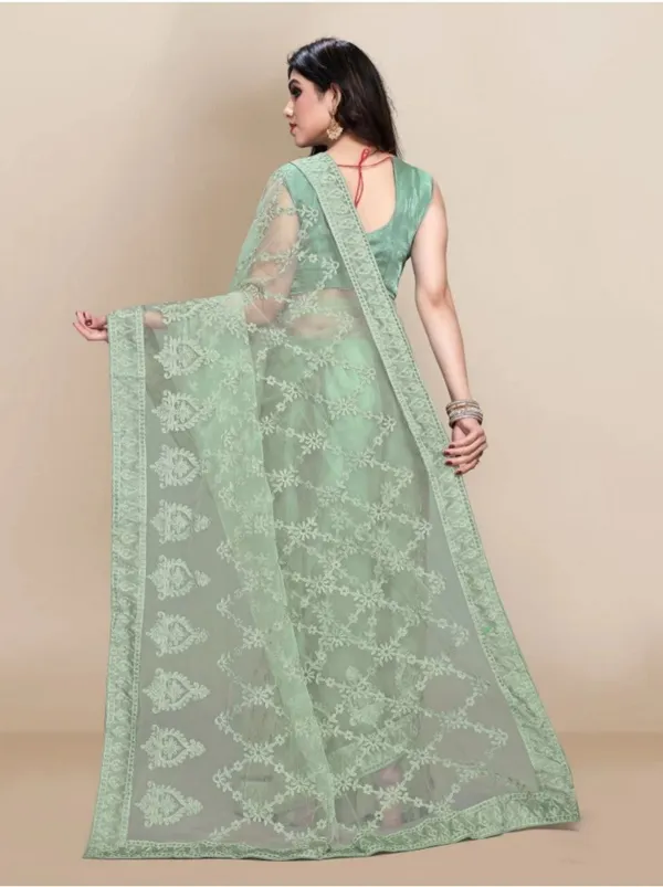 Light_Green_Net_Embroidered_Bhagalpuri_Saree_For_Women