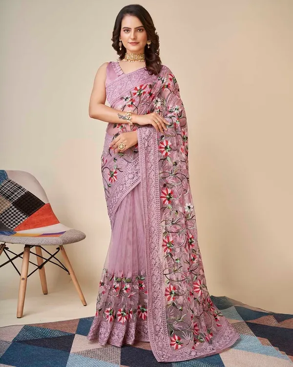 Embroidered_Bollywood_Net_Saree