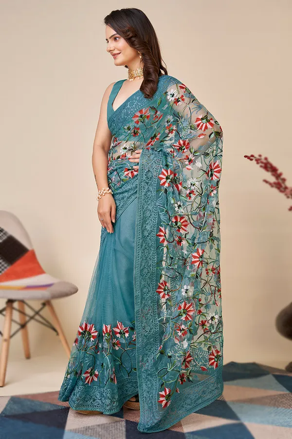 Embroidered_Bollywood_Net_Saree