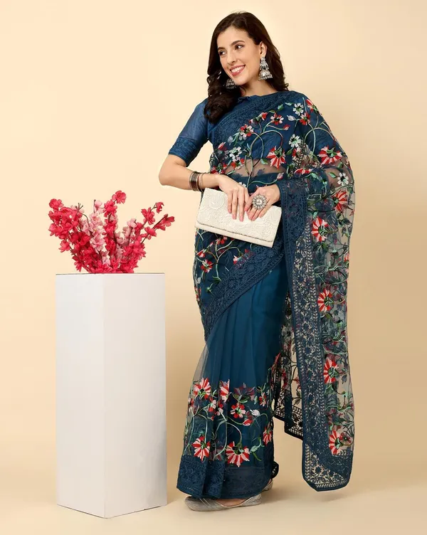 Embroidered_Bollywood_Net_Saree