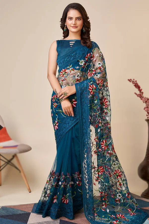 Embroidered_Bollywood_Net_Saree
