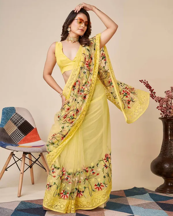Embroidered_Bollywood_Net_Saree