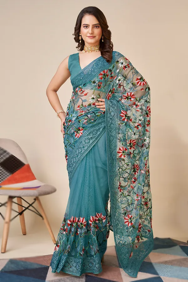 Embroidered_Bollywood_Net_Saree