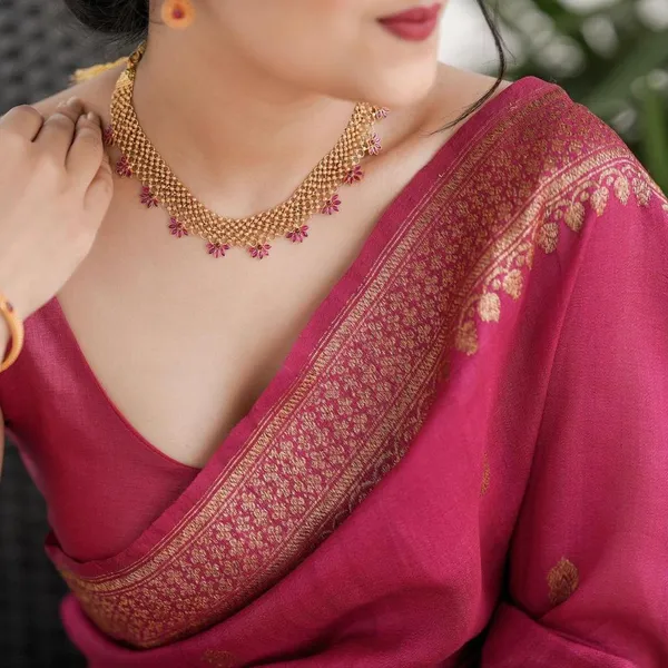 Kanjivaram_Silk_Saree_With_Zari_Weaving_Work_|_Flosive_Women's_Rani_Pink