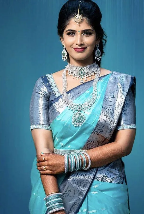 Marvellous_Firozi_Soft_Banarasi_Silk_Saree_With_Unique_Blouse_Piece