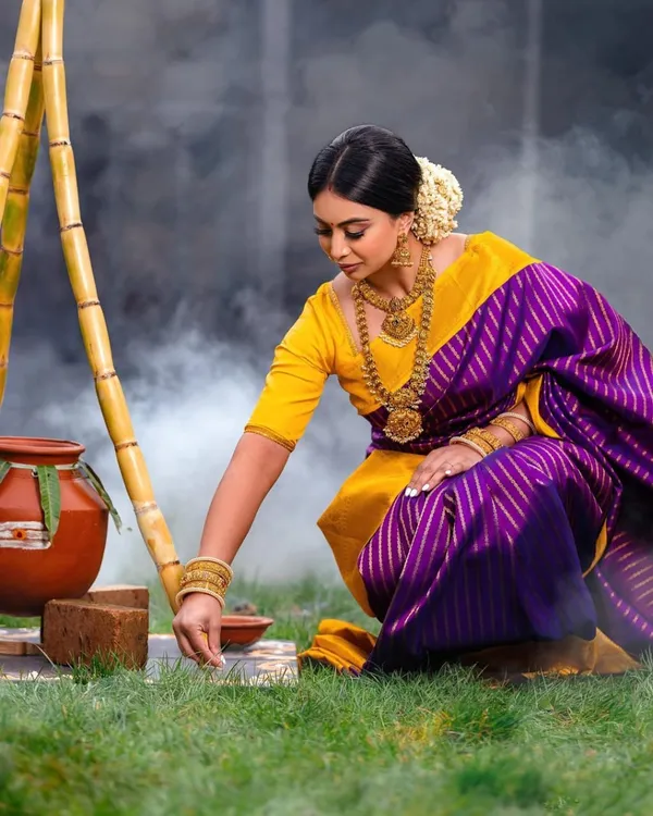 Kanjivaram_Silk_Saree_With_Demure_Blouse_Piece_|_Panoply_Purple