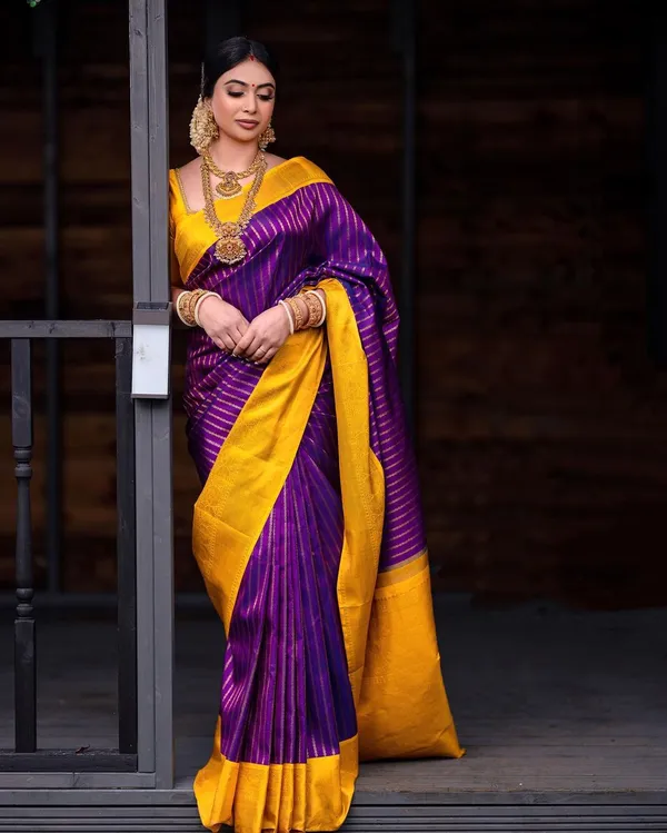 Kanjivaram_Silk_Saree_With_Demure_Blouse_Piece_|_Panoply_Purple
