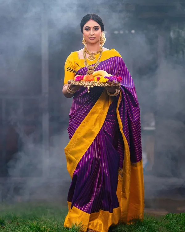 Kanjivaram_Silk_Saree_With_Demure_Blouse_Piece_|_Panoply_Purple
