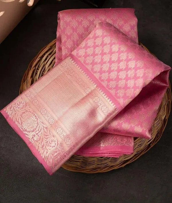 Stylish_Pink_Soft_Silk_Saree_With_Unique_Pink_Blouse_Piece