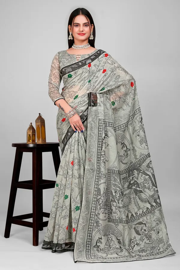 Handloom_Linen_Saree_with_Unstitched_Blouse