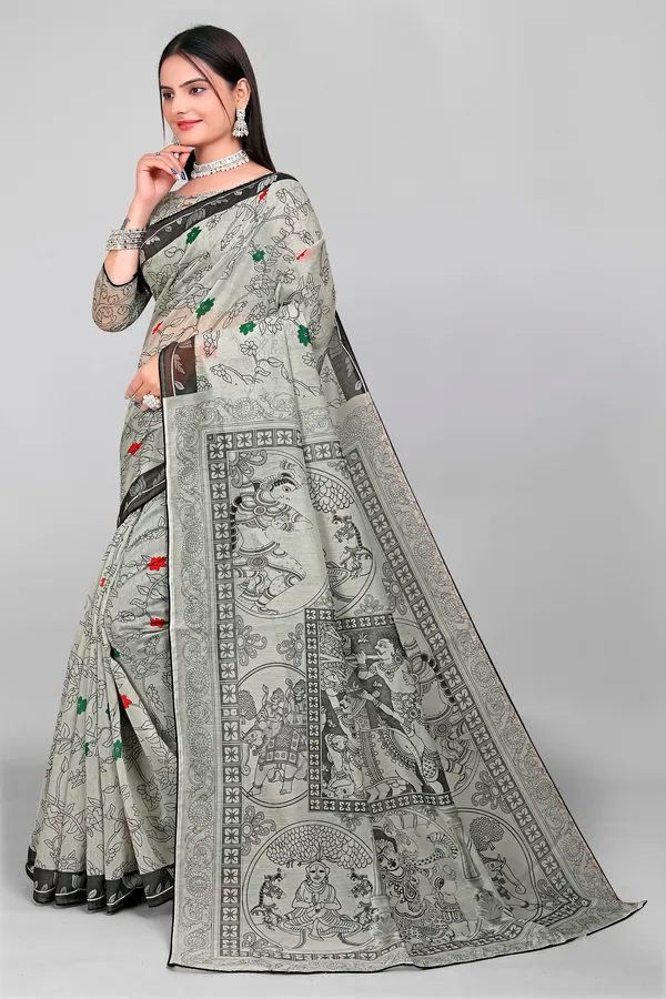 Handloom_Linen_Saree_with_Unstitched_Blouse