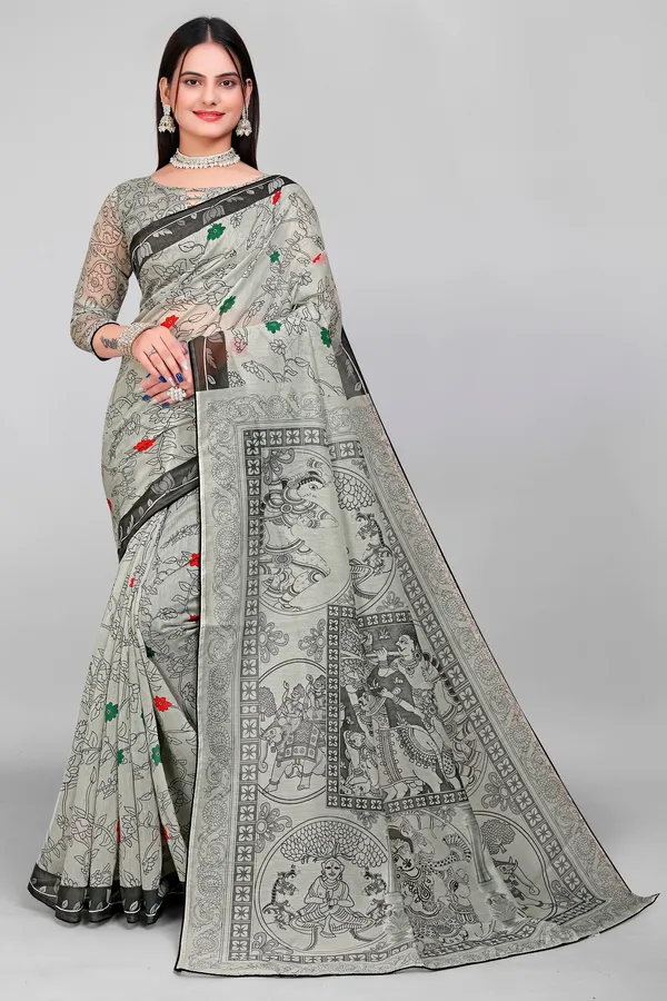 Handloom_Linen_Saree_with_Unstitched_Blouse