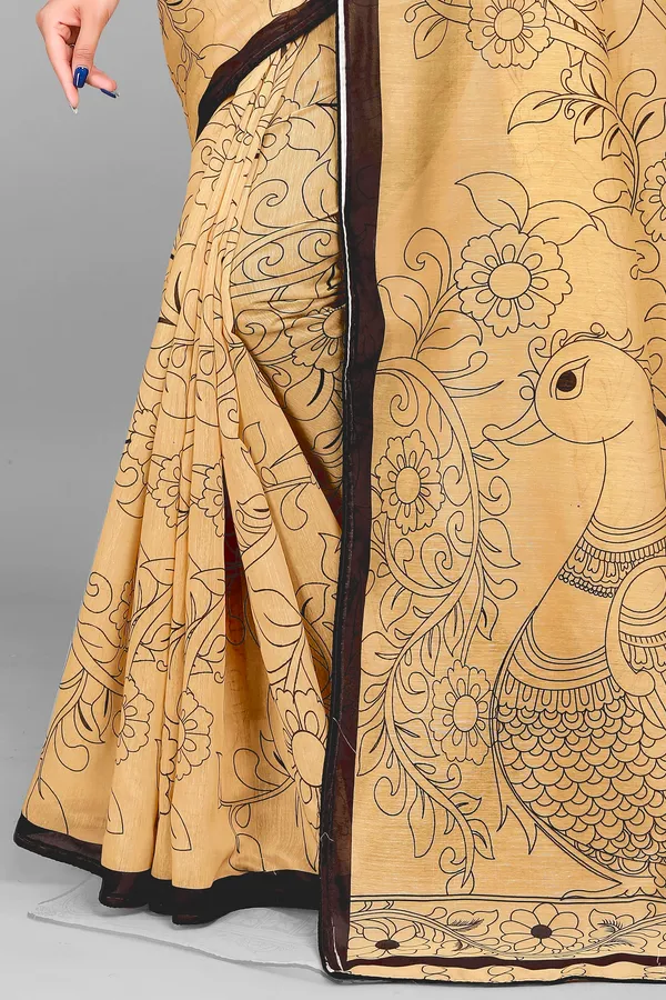 Swapna_Women's_Ajrak_Print_Kalamkari_Chanderi_Silk_Saree_and_Blouse_Fabric_(Beige)