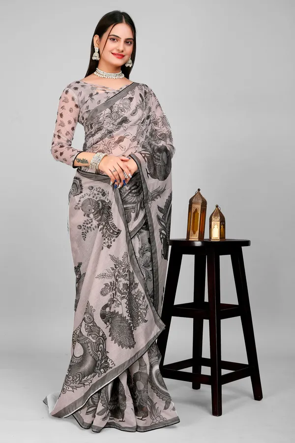 Handloom_Linen_Saree_with_Unstitched_Blouse