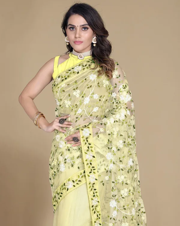 Lemon_Net_Self_Design_Daily_Wear_Saree_For_Women