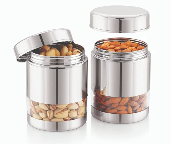 Serene_Transparent_/_See_Through_Container_Jar_Steel_Kitchen_Canister_Airtight_Food_Storage_Jars_With_Lid_Cereal_Container_Organizer_Set_Of_2,_800_ml_each,_Stainless_Steel