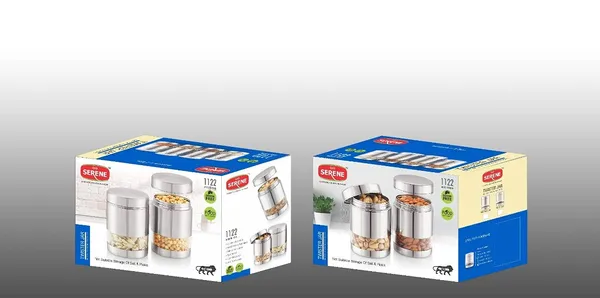 Serene_Transparent_/_See_Through_Container_Jar_Steel_Kitchen_Canister_Airtight_Food_Storage_Jars_With_Lid_Cereal_Container_Organizer_Set_Of_2,_800_ml_each,_Stainless_Steel