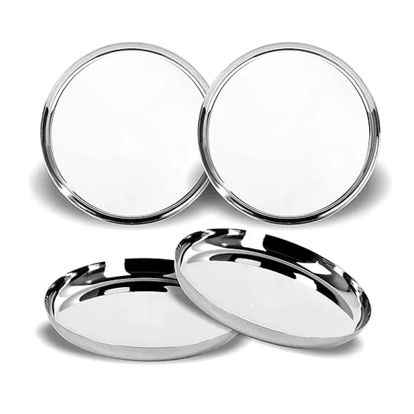 Areva_Stainless_Steel_Dinner_Plate/Khumcha_Plate/Thali/_Snacks_Plate_Apple_Shape_No._9_Set_of_6_Plates