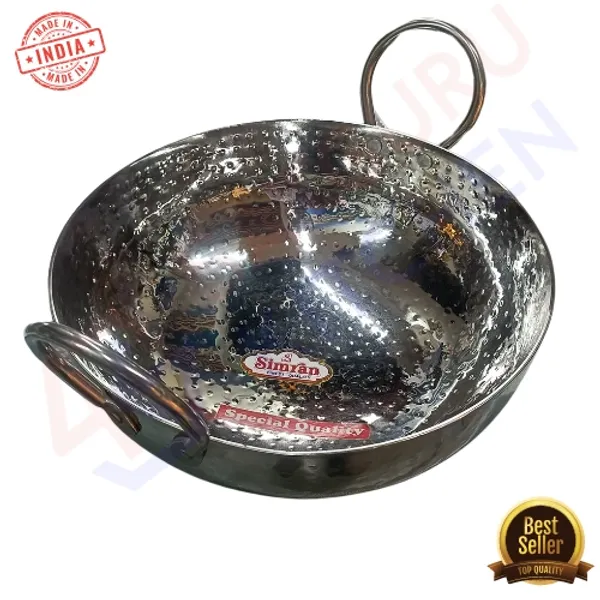 Hammered_Kadai_Stainless_Steel,_Heavy_Guage_|_Mathar_Kadai_With_Handle_(Available_in_4_sizes)