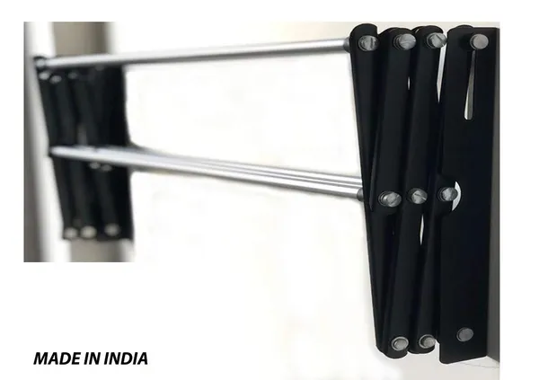 Elaxi_Powder_Coated_Steel_Foldable_Wall_Mount_Cloth_Drying_Stand_(2.5Ft,_12_X_30,_Black_&_Silver)(Powder_Coated_Steel)