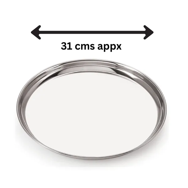 Neelam_N.P._Thali,_Plate,_Stainless_Steel_14_22G_31_cm,_Silver,_Set_of_6