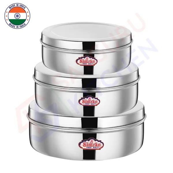 Puri_Dabba_|_Roti_Dabba_|_Chapati_Dabba_|_Flat_Canisters_Set_of_3,_Size_No.10_Dia-16cm;_No.11_Dia-17.5_cm;_No.12_Dia-19.5cm,_Stainless_Steel,_Silver