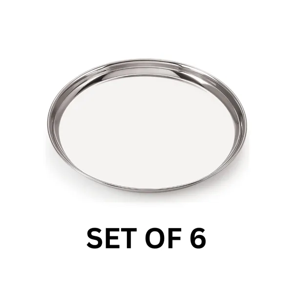 Neelam_N.P._Thali,_Plate,_Stainless_Steel_14_22G_31_cm,_Silver,_Set_of_6