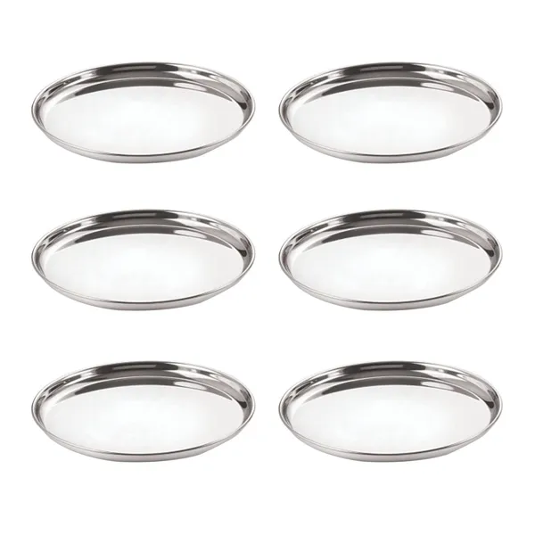 Neelam_N.P._Thali,_Plate,_Stainless_Steel_14_22G_31_cm,_Silver,_Set_of_6