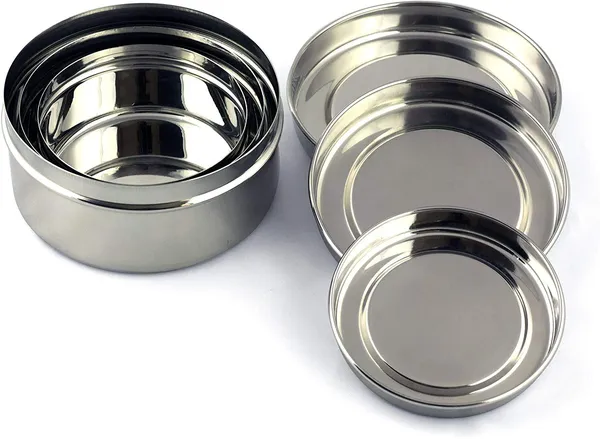 Puri_Dabba_|_Flat_Canisters_Set_of_3,_Size_No.6_Dia-9cm;_No.7_Dia-11_cm;_No.8_Dia-12.5cm,_Stainless_Steel,_Silver