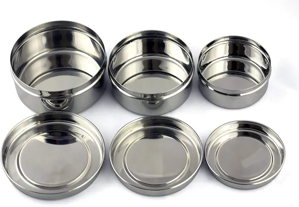 Puri_Dabba_|_Flat_Canisters_Set_of_3,_Size_No.6_Dia-9cm;_No.7_Dia-11_cm;_No.8_Dia-12.5cm,_Stainless_Steel,_Silver
