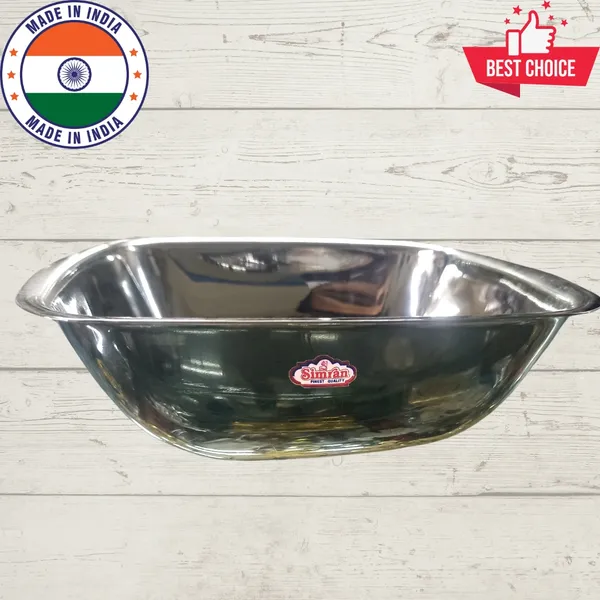 Simran_Stainless_Steel_Square_Serving_Bowl/Curry_Bowl/Gravy_Pot_with_lid,_Dia._18.8cm,_Big,_Silver