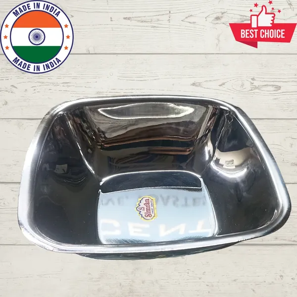 Simran_Stainless_Steel_Square_Serving_Bowl/Curry_Bowl/Gravy_Pot_with_lid,_Dia._18.8cm,_Big,_Silver