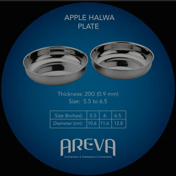 Apple_Plate_/_Halwa_Plate_/_Dessert_Bowl_/_Plate,_Set_of_6,_Stainless_Steel_(Available_in_4_sizes)