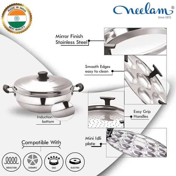 Multi_Purpose_Kadai_Induction_Bottom_7_Pcs_Set_Idli,_Dhokla,_Steamer_With_Free_Mini_Idli_Plate,_3500_ml,_Big,_Stainless_Steel