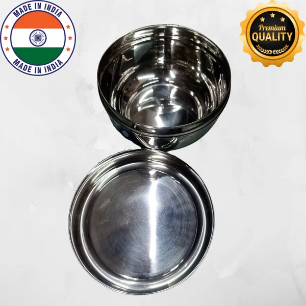 Simran_Stainless_Steel_Apple_Puri_Dabba_/_Storage_Container/_Flat_Canisters,_Set_of_2_(14.2_cms,_16_cms_appx)